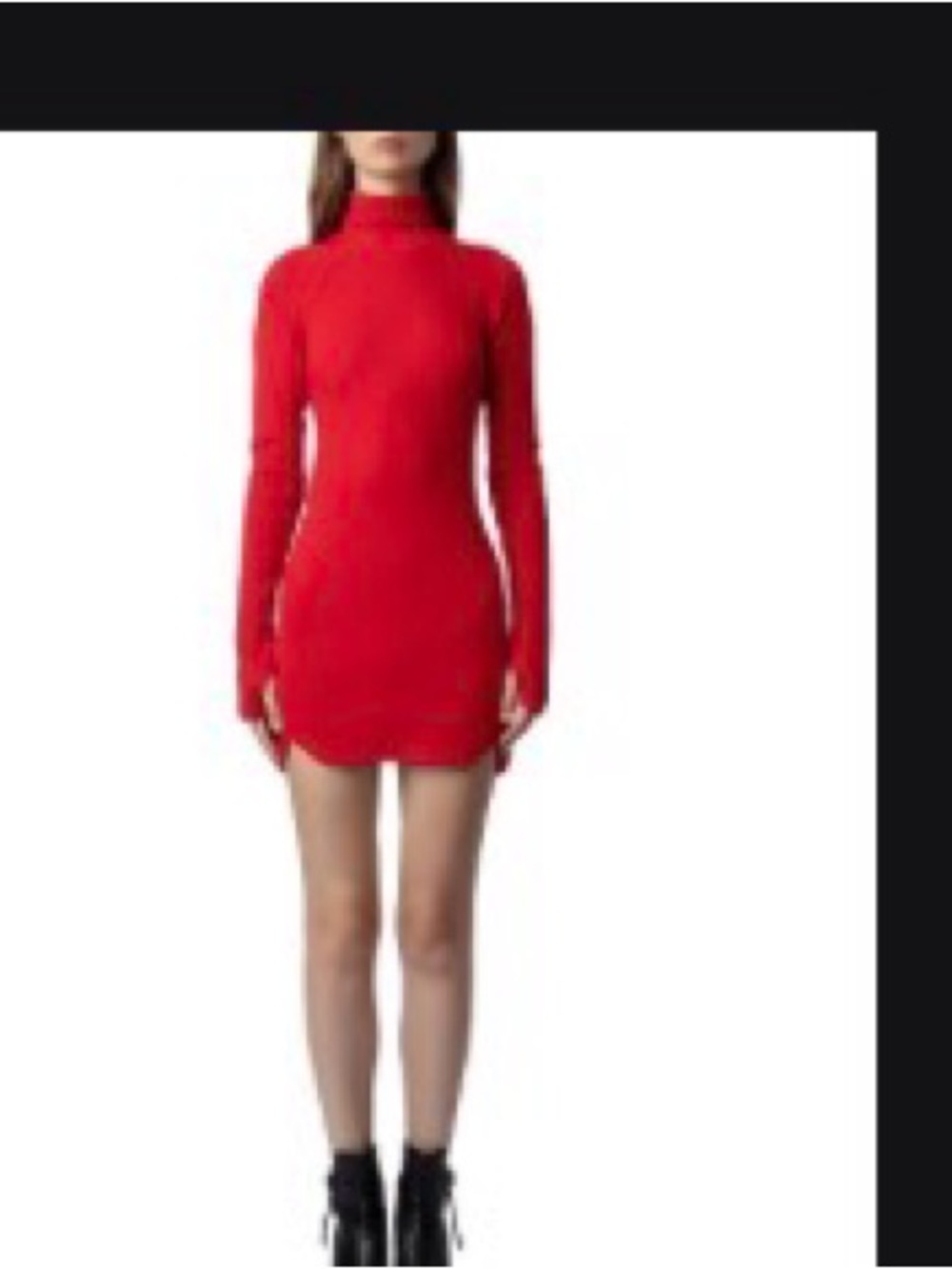 Zadig & Voltaire Red Long-Sleeve Turtleneck Backless Mini Sweater Dress
